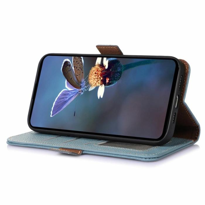 OEM - Samsung Galaxy S26 Fodral RFID Skydd Äkta Läder - Blå