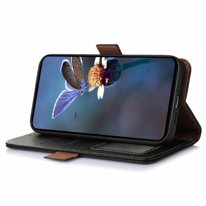 OEM - Samsung Galaxy S26 Fodral RFID Skydd Äkta Läder - Svart