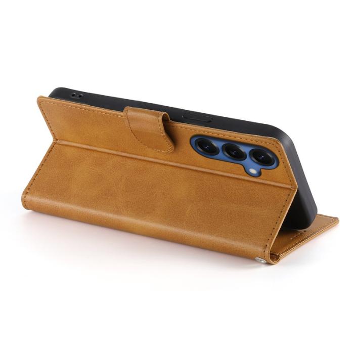 OEM - Samsung Galaxy S26 Plus Fodral Ställ Äkta Läder Flip - Gul