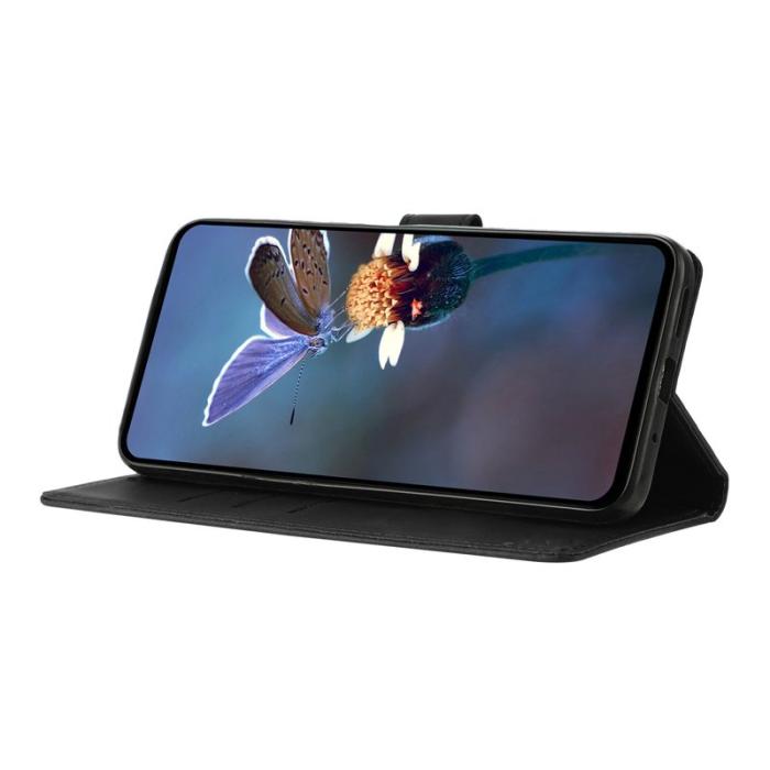 OEM - Samsung Galaxy S26 Plus Fodral Ställ Impräntad Äkta Läder - Svart