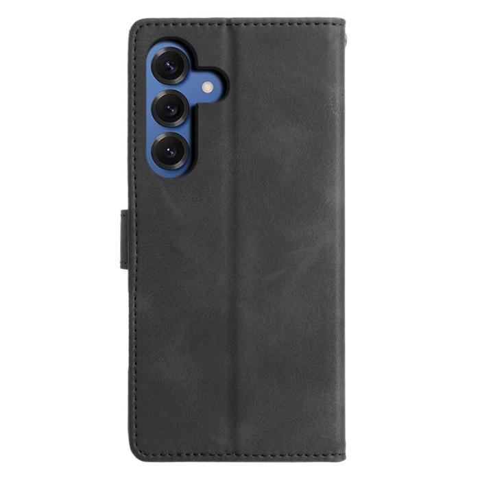 OEM - Samsung Galaxy S26 Plus Fodral Ställ Impräntad Äkta Läder - Svart