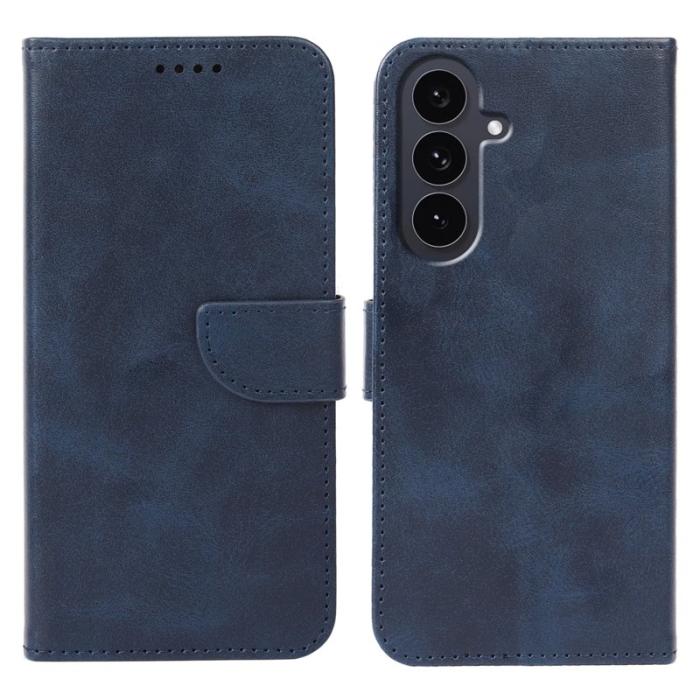 OEM - Samsung Galaxy S26 Fodral Ställ Magnetisk Stängning Äkta Läder - Blå