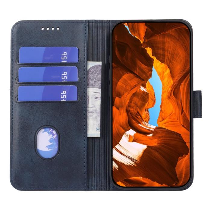 OEM - Samsung Galaxy S26 Fodral Ställ Magnetisk Stängning Äkta Läder - Blå