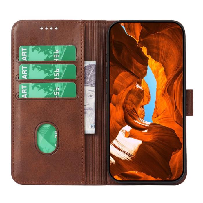 OEM - Samsung Galaxy S26 Fodral Ställ Magnetisk Stängning Äkta Läder - Brun