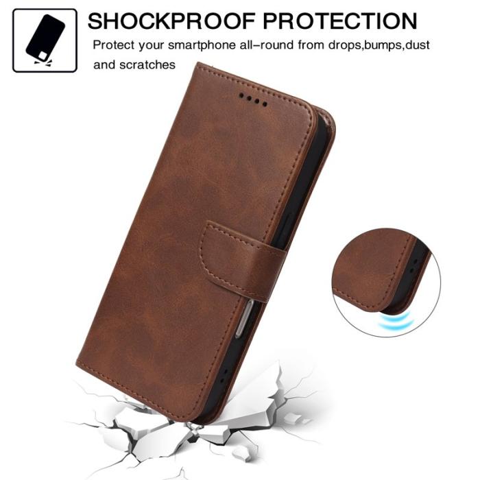 OEM - Samsung Galaxy S26 Fodral Ställ Magnetisk Stängning Äkta Läder - Brun