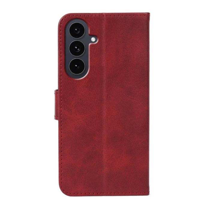 OEM - Samsung Galaxy S26 Fodral Ställ Magnetisk Stängning Äkta Läder - Röd