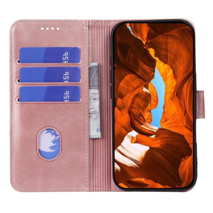 OEM - Samsung Galaxy S26 Fodral Ställ Magnetisk Stängning Äkta Läder - Roséguld