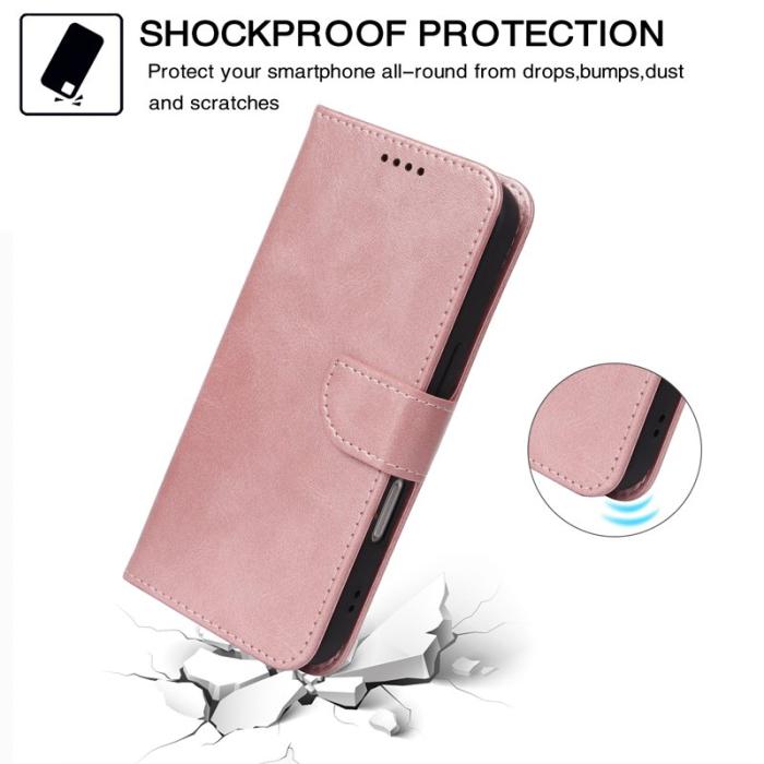 OEM - Samsung Galaxy S26 Fodral Ställ Magnetisk Stängning Äkta Läder - Roséguld