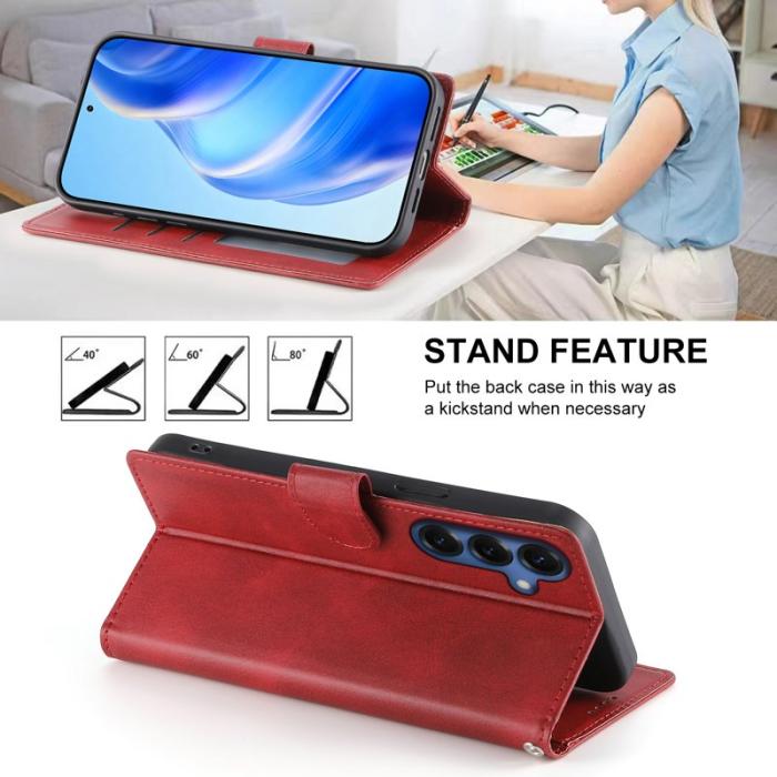 OEM - Samsung Galaxy S26 Fodral Ställ PU Läder Flip - Röd