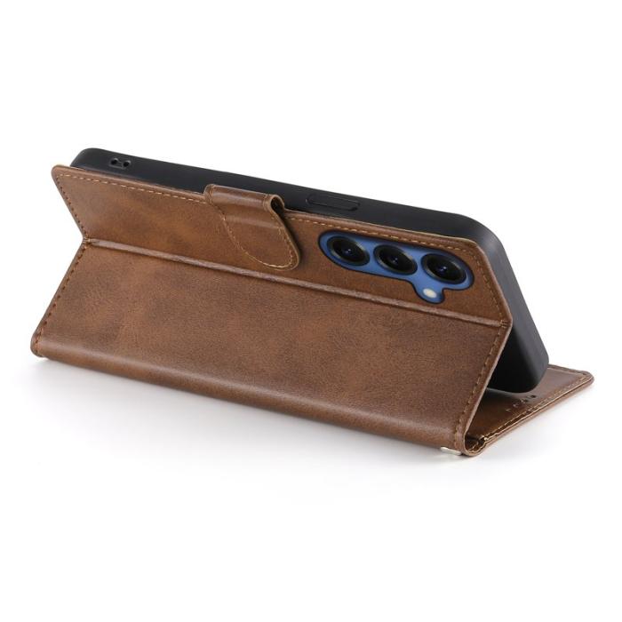 OEM - Samsung Galaxy S26 Plus Fodral Ställ PU Läder Flip Skydd - Brun