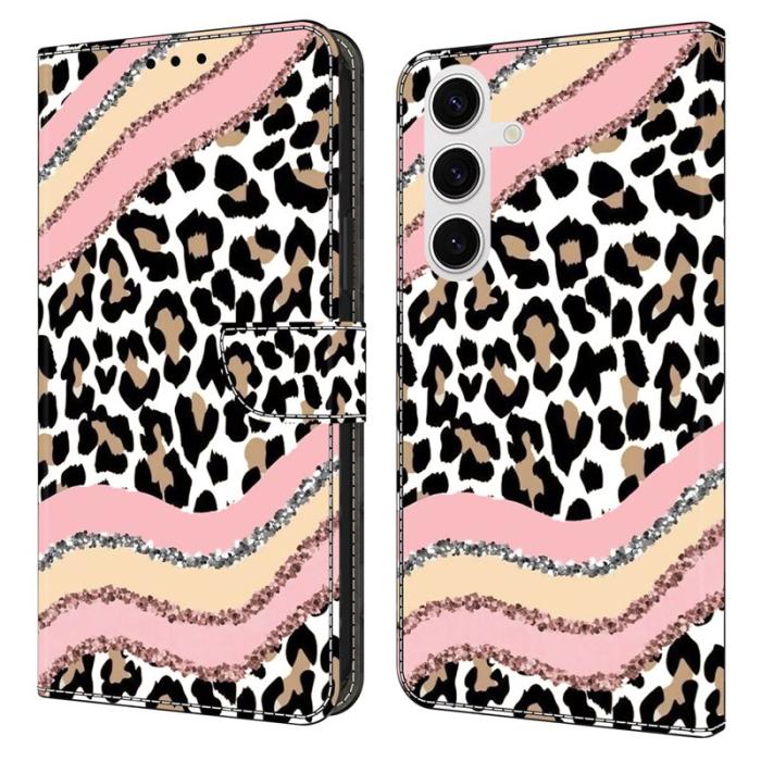 OEM - Samsung Galaxy S26 Fodral Ställning Mönstertryck PU Läder - Randig Leopard