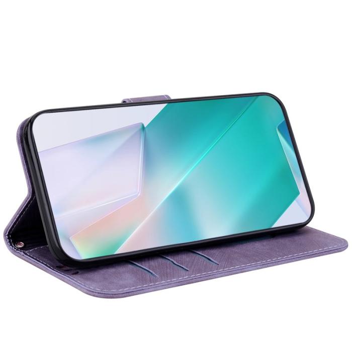 OEM - Samsung Galaxy S26 Fodral Tiger Präglat Äkta Läder Stöttåligt - Lila