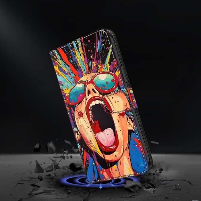 OEM - Samsung Galaxy S26 Plus Fodral Vikbart Ställ PU Läder Mönster - Graffiti Scream