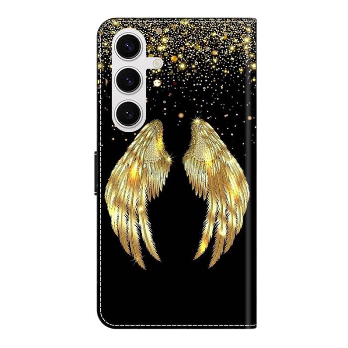 OEM - Samsung Galaxy S26 Plus Fodral 3D Mönster PU Läder Ställ - Guld Vinge