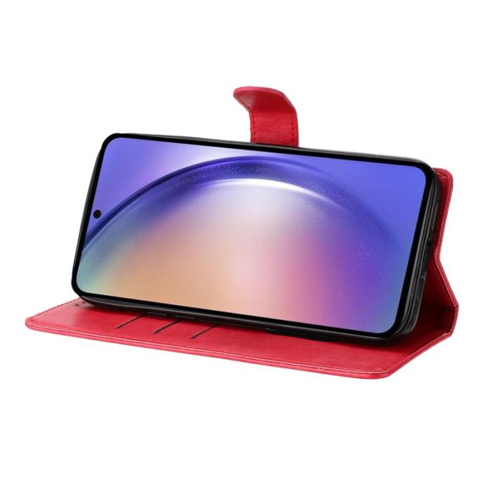 OEM - Samsung Galaxy S26 Plus Fodral Äkta Läder Flip Cover - Röd