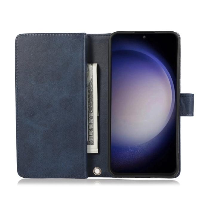 OEM - Samsung Galaxy S26 Plus Fodral Äkta Läder Magnetiskt Skydd - Blå