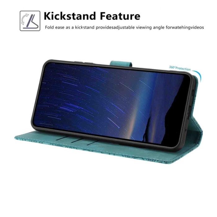 OEM - Samsung Galaxy S26 Plus Fodral Konstläder Blomster Mönster - Grön