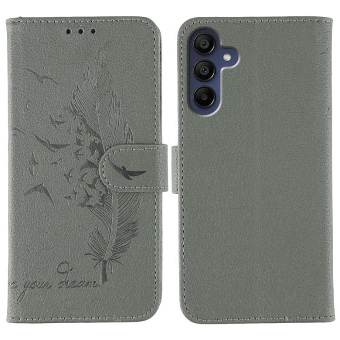 OEM - Samsung Galaxy S26 Plus Fodral Konstläder Feather Imprint - Grå