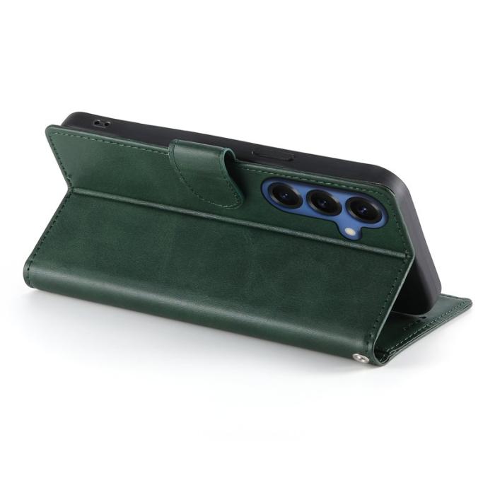 OEM - Samsung Galaxy S26 Plus Fodral Ställ Äkta Läder Flip - Grön