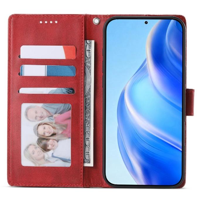 OEM - Samsung Galaxy S26 Plus Fodral Ställ Äkta Läder Flip Skydd - Röd