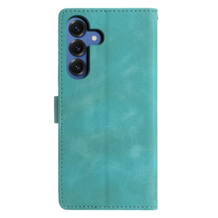 OEM - Samsung Galaxy S26 Plus Fodral Ställ Impräntad Mönster Äkta Läder - Grön