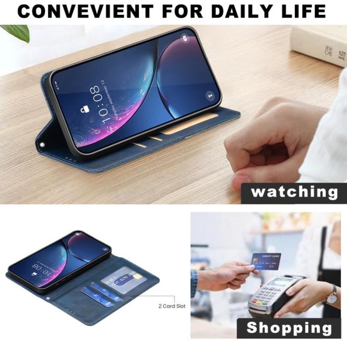 OEM - Samsung Galaxy S26 Plus Skal Geometrisk Prägling Äkta Läder - Blå