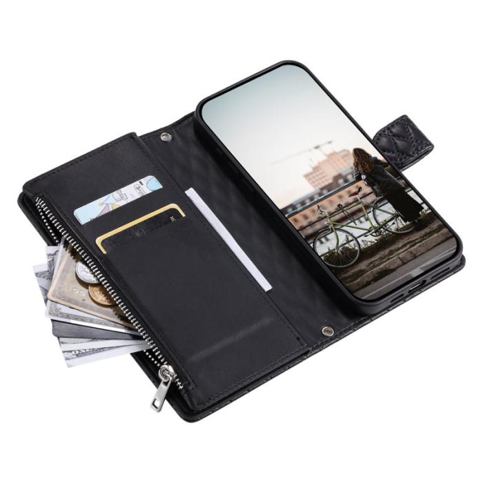 OEM - Samsung Galaxy S26 Plus Skal Glittrande Konstläder Med Dragkedja - Svart