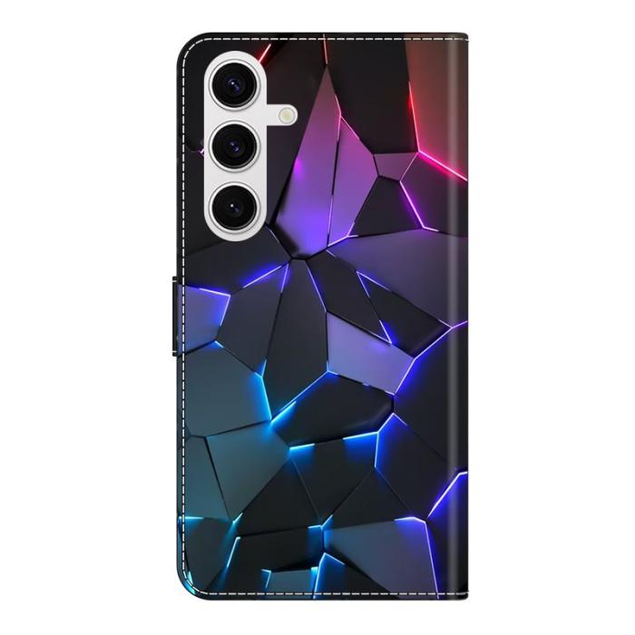 OEM - Samsung Galaxy S26 Plus Skal TPU + Konstläder Flip - Blå Sprickor