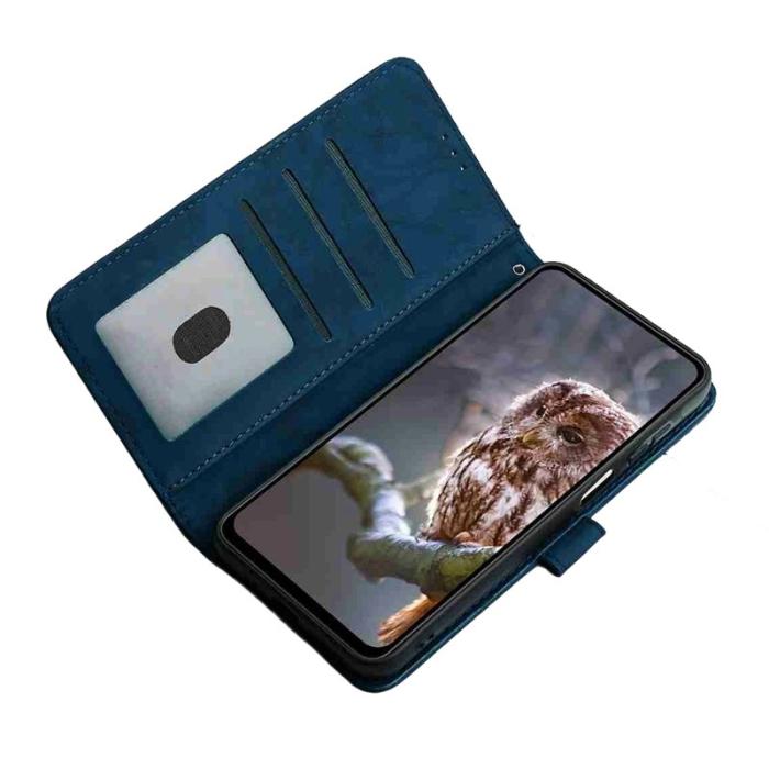 OEM - Samsung Galaxy S26 Pro Fodral Äkta Läder Blomma - Blå