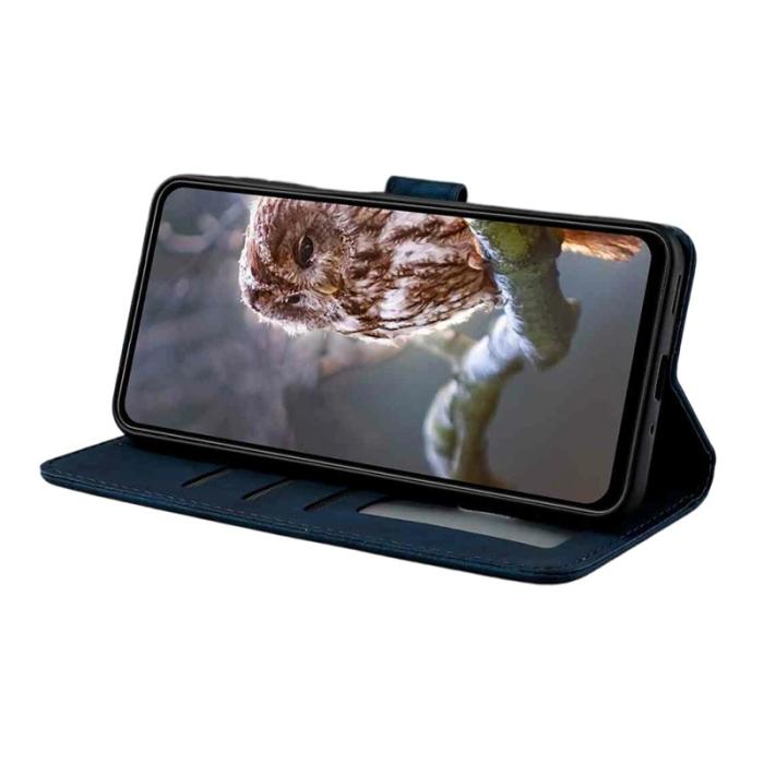 OEM - Samsung Galaxy S26 Pro Fodral Äkta Läder Blomma - Blå