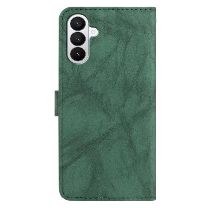 OEM - Samsung Galaxy S26 Pro Fodral Äkta Läder Blomma Prägling - Grön