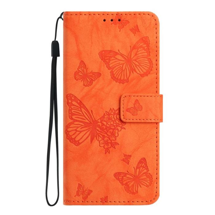 OEM - Samsung Galaxy S26 Pro Fodral Äkta Läder Blomma Prägling - Orange