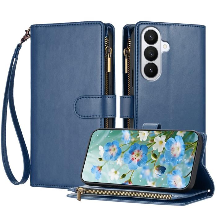 OEM - Samsung Galaxy S26 Pro Fodral Äkta Läder Stativ Skydd - Blå