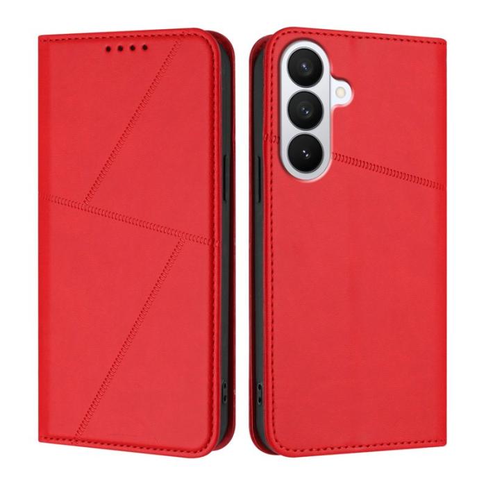 OEM - Samsung Galaxy S26 Pro Fodral Magnetisk Stängning Äkta Läder - Röd