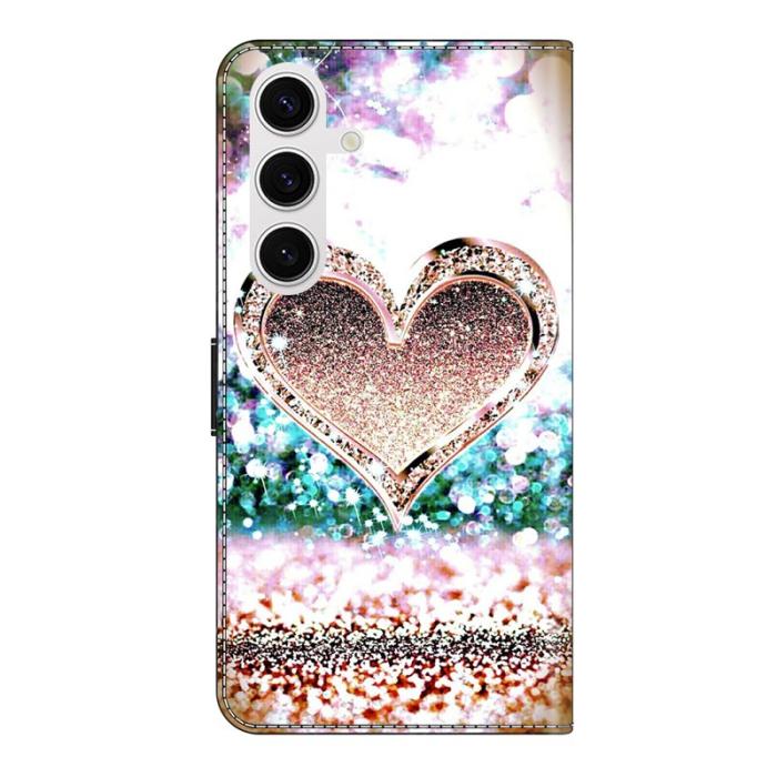 OEM - Samsung Galaxy S26 / S26 Pro Fodral 3D Mönster Konstläder - Rosa Diamant Hjärta