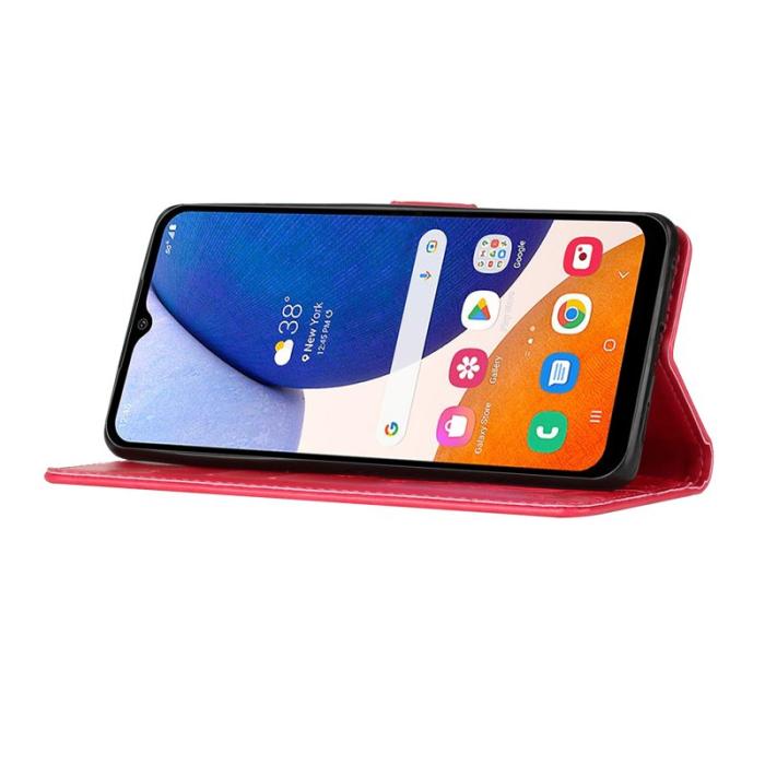 OEM - Samsung Galaxy S26 / S26 Pro Fodral Äkta Läder Blomma - Röd