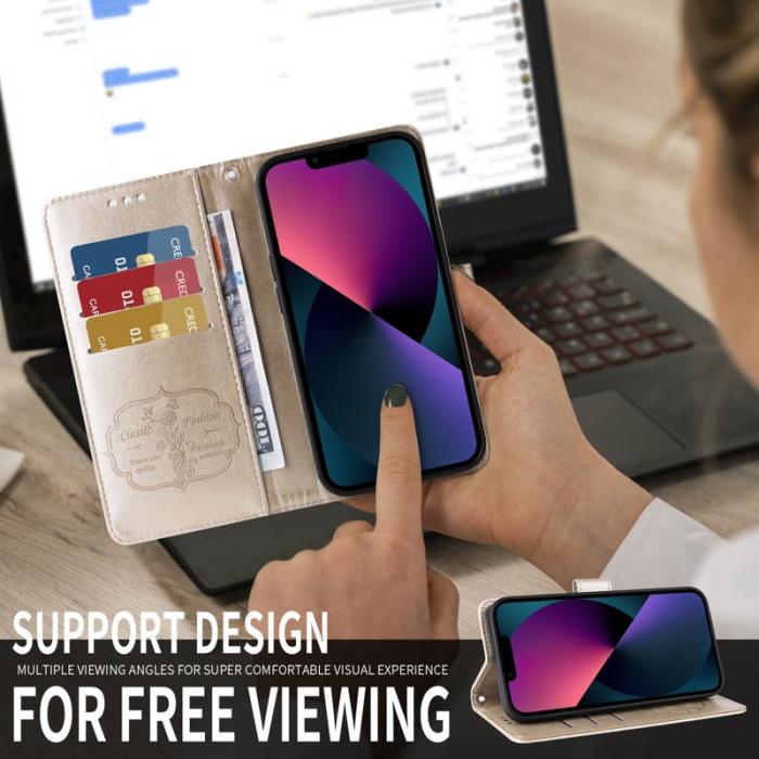 OEM - Samsung Galaxy S26 / S26 Pro Fodral Äkta Läder Blomtryck - Guld