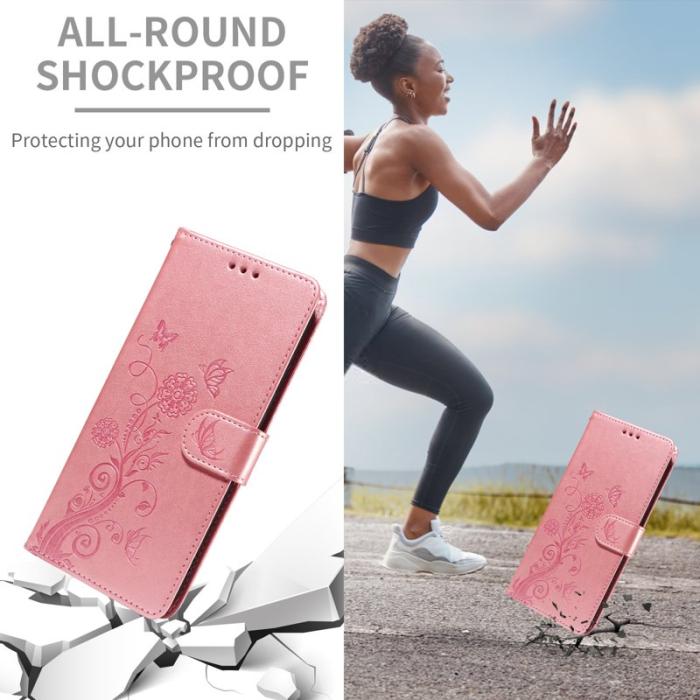 OEM - Samsung Galaxy S26 / S26 Pro Fodral Äkta Läder Blomtryck - Rosa