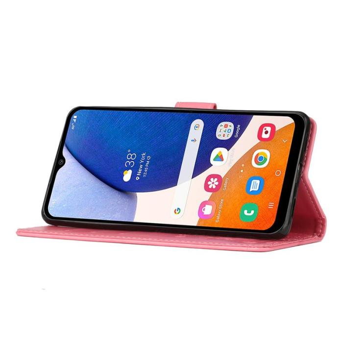 OEM - Samsung Galaxy S26 / S26 Pro Fodral Äkta Läder Fjäril Blomma - Rosa