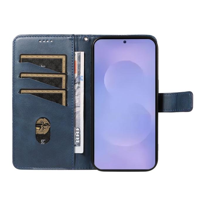 OEM - Samsung Galaxy S26 / S26 Pro Fodral Äkta Läder Geometrisk Design - Blå