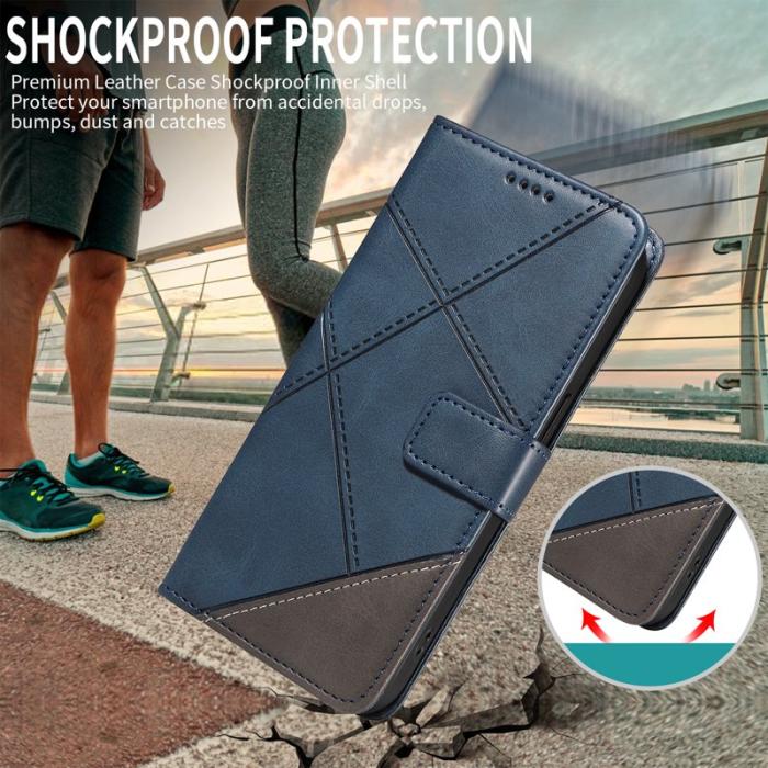 OEM - Samsung Galaxy S26 / S26 Pro Fodral Äkta Läder Geometrisk Design - Blå