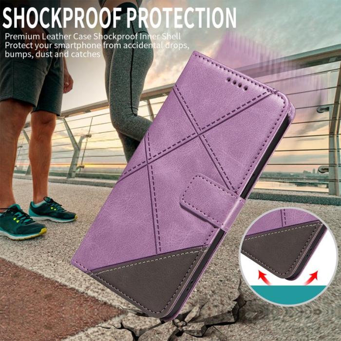 OEM - Samsung Galaxy S26 / S26 Pro Fodral Äkta Läder Geometrisk Design - Lila