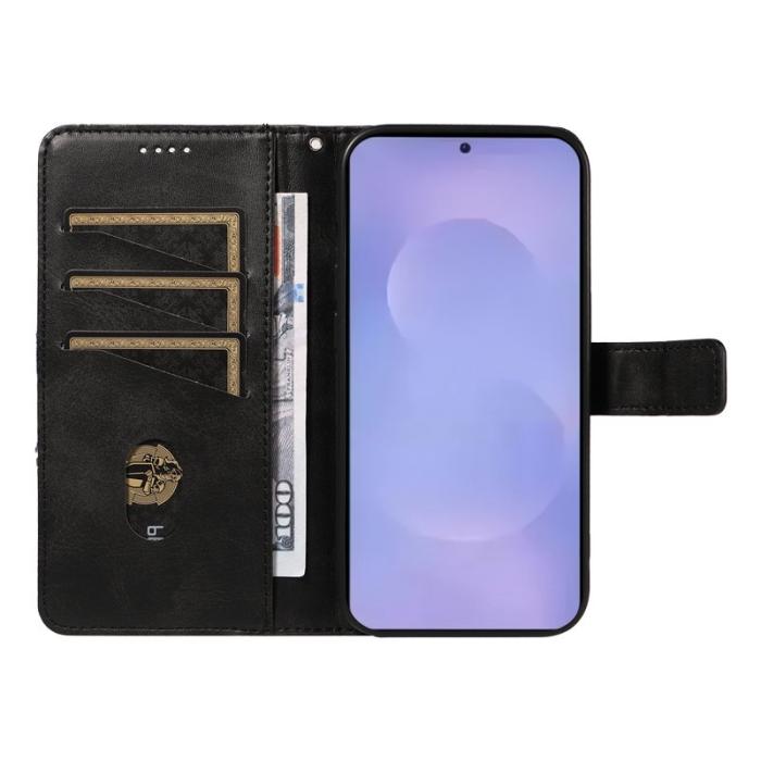 OEM - Samsung Galaxy S26 / S26 Pro Fodral Äkta Läder Geometrisk Design - Svart