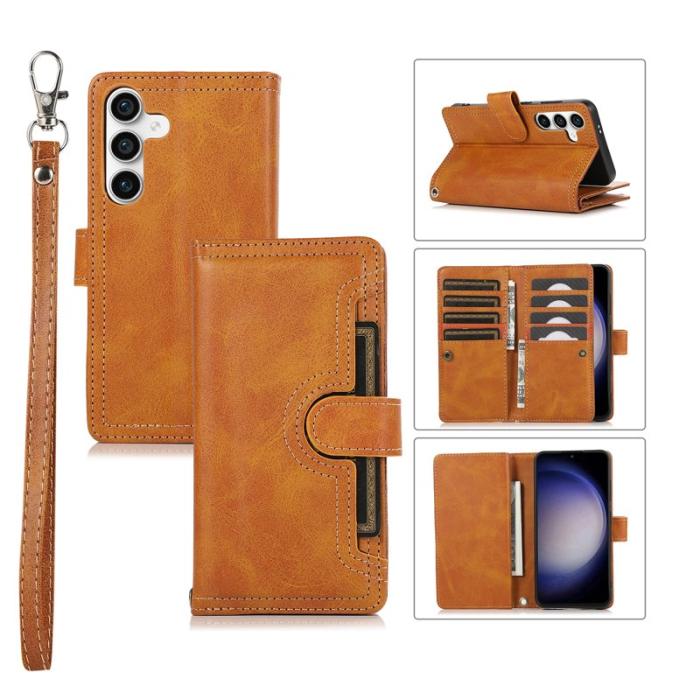 OEM - Samsung Galaxy S26/S26 Pro Fodral Äkta Läder Magnetiskt Skydd - Brun