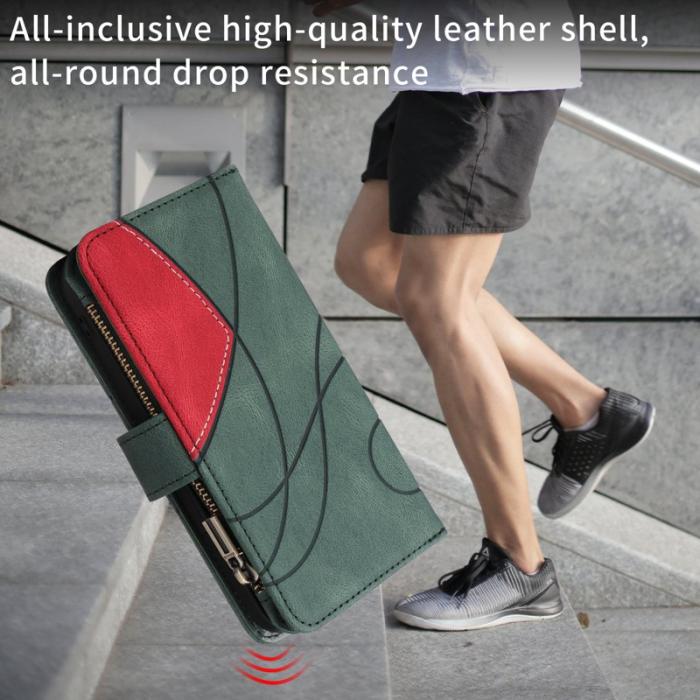 OEM - Samsung Galaxy S26 / S26 Pro Fodral Äkta Läder Med Rem Dragkedja - Grön