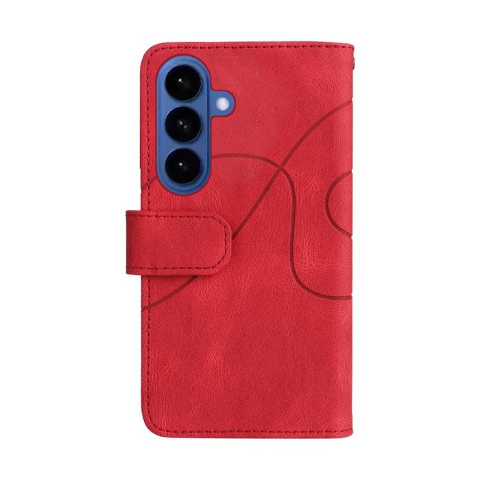 OEM - Samsung Galaxy S26 / S26 Pro Fodral Äkta Läder Med Rem Dragkedja - Röd