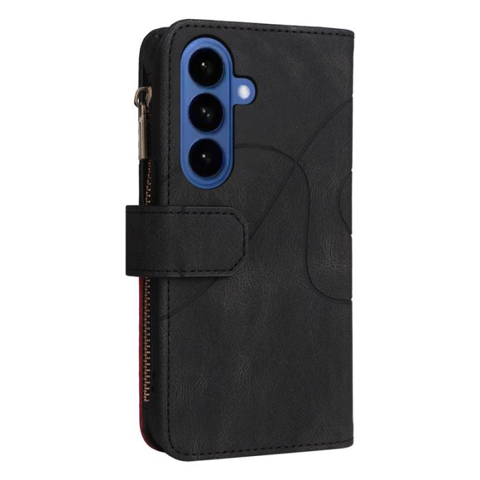 OEM - Samsung Galaxy S26 / S26 Pro Fodral Äkta Läder Med Rem Dragkedja - Svart