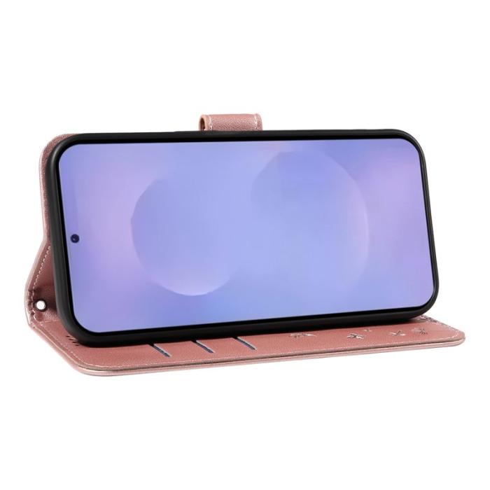 OEM - Samsung Galaxy S26 / S26 Pro Fodral Äkta Läder Med Rem - Roséguld