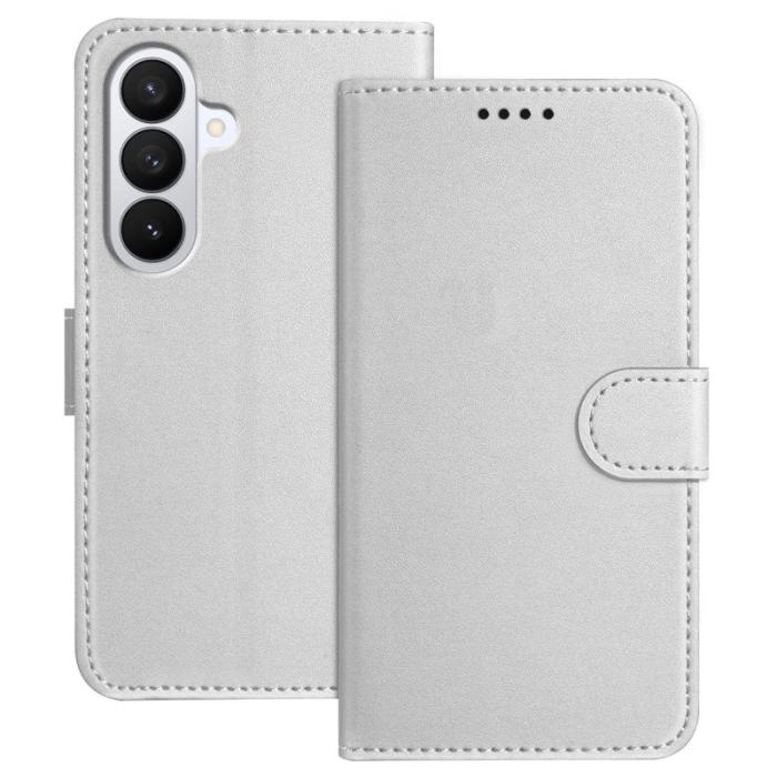 OEM - Samsung Galaxy S26 / S26 Pro Fodral Äkta Läder Ställ - Silver