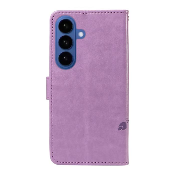 OEM - Samsung Galaxy S26 / S26 Pro Fodral Konstläder Blommönster - Ljuslila